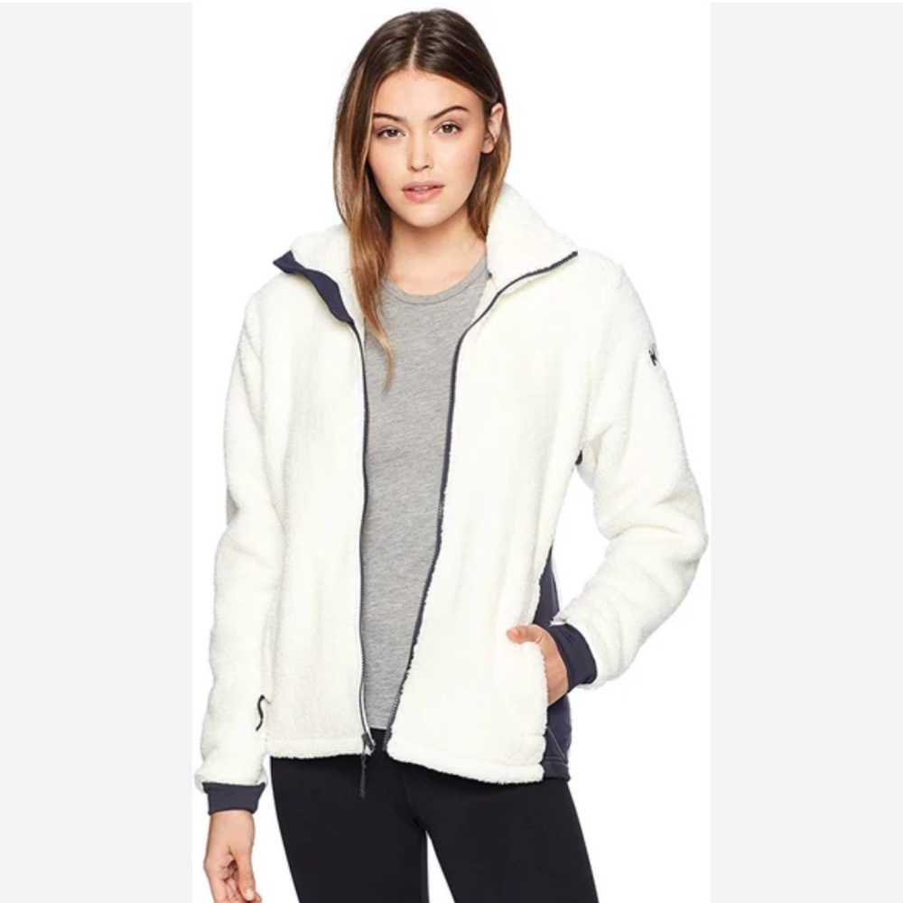 Helly Hansen Precious Fleece Full Zip Sherpa Jacket in Cream and Black